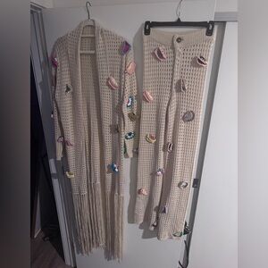 Beige Knit Sweater with Colorful Accents